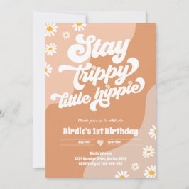 Groovy 1. Geburtstag Bleibe Trippy Little Hippie   Einladung