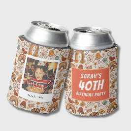 Groovy 40th Birthday Photo Can Cooler Dosenkühler