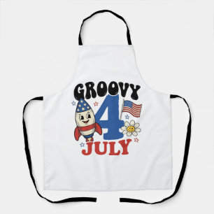 Groovy 4. Juli Rakete Patriotisches T-Shirt Design Schürze