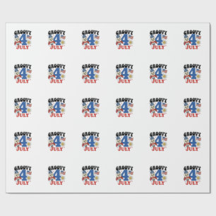 Groovy 4. Juli Raketen-Patriotisches-Shirt-Design_ Geschenkpapier