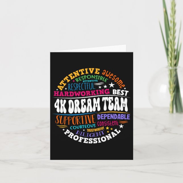 Groovy 4k Dream Team Kindergarten Kinder E Karte (Vorderseite)