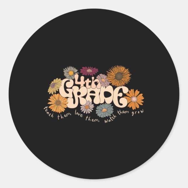 Groovy 4th 4th Grade Teacher Beleg ihnen Liebe Th Runder Aufkleber (Vorderseite)