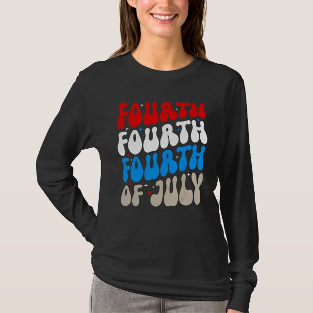 Groovy 4th Of July Merica Patriotic American Flag  T-Shirt (Vorderseite)