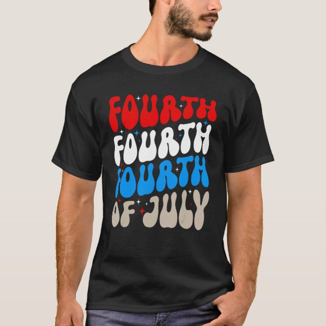 Groovy 4th Of July Merica Patriotic American Flag  T-Shirt (Vorderseite)