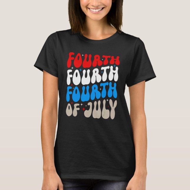 Groovy 4th Of July Merica Patriotic American Flag  T-Shirt (Vorderseite)