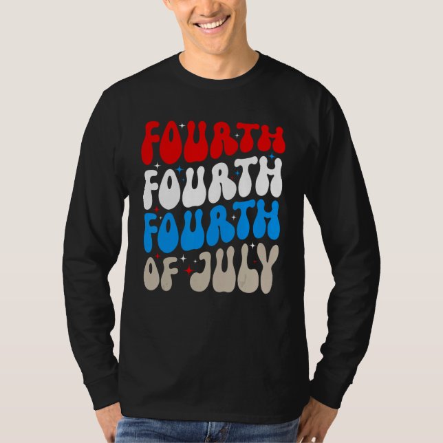 Groovy 4th Of July Merica Patriotic American Flag  T-Shirt (Vorderseite)