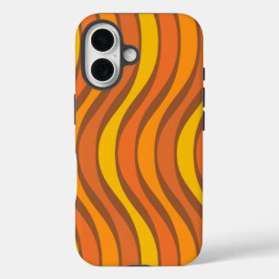 Groovy 60er 70er Abstrakt Wavy Lines Orange Brown iPhone 16 Hülle