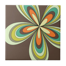 Groovy 60er 70er Hippie Blume Brown Retro Daisy Fliese