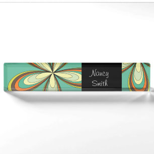 Groovy 60er 70er Hippie Blume Türkis Daisy Name Namensplakette