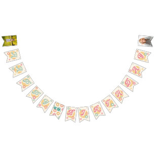Groovy 60er Jahre 70er Blume Foto Happy Birthday Wimpelkette