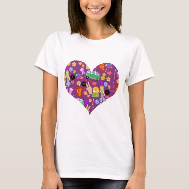 Groovy 60er Lila Liebe T-Shirt (Vorderseite)