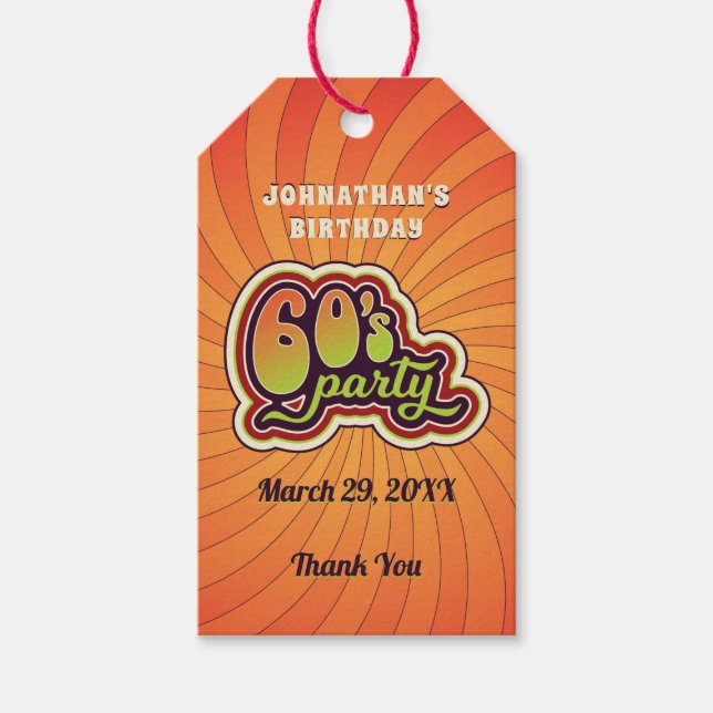 Groovy 60's Party-Geschenkmarke Geschenkanhänger (Vorderseite)