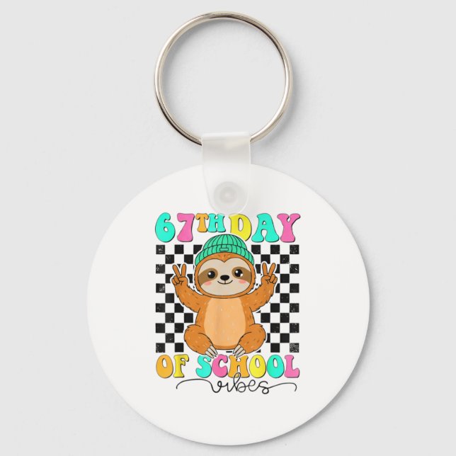 Groovy 67 Days Of School Funny 67 Students Peace S Schlüsselanhänger (Vorderseite)