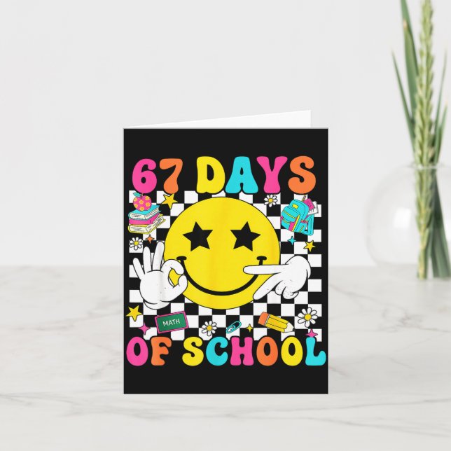 Groovy 67th Day Of School 67 Meme Teacher Boy Girl Karte (Vorderseite)