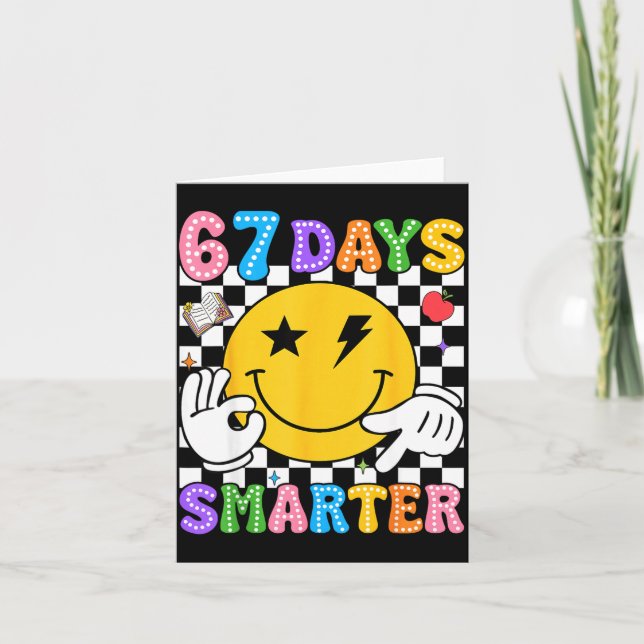 Groovy 67th Day Of School Shirt 67 Days Smarter Te Karte (Vorderseite)