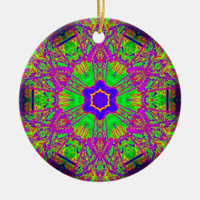 Groovy, 6 Punkte blauer Stern Keramikornament (Vorne)