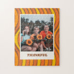 Groovy 70er Autumn Orange Brown Custom Foto<br><div class="desc">Groovy 60s 70s Fall Orange Brown Custom Foto von Thankful Puzzle</div>