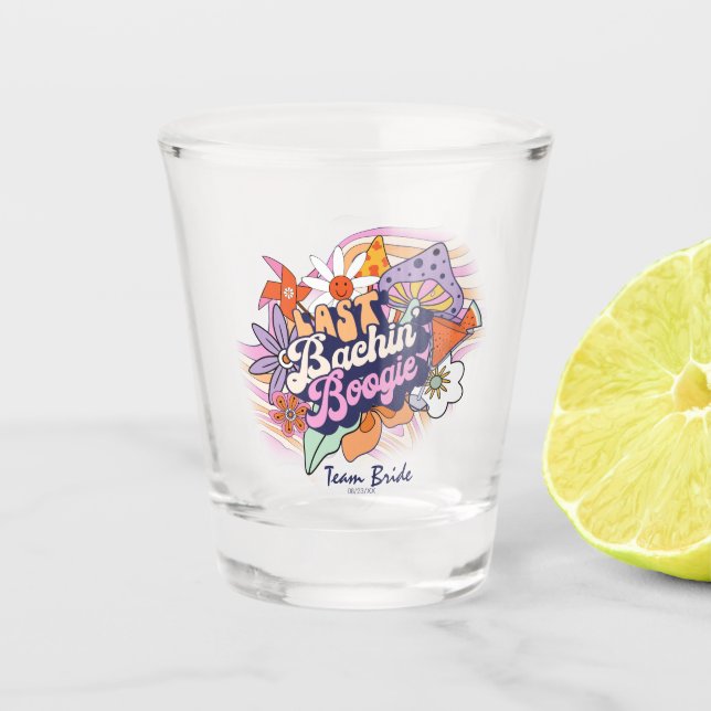 Groovy 70er Bachelorette Last Bachin' Boogie ID929 Schnapsglas (Vorderseite)