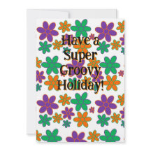 Groovy 70er Blume Inspiriert Urlaubskarte