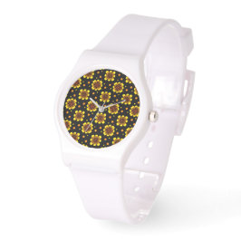 Groovy 70er Daisy Flower Power Muster Armbanduhr