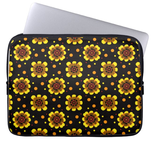 Groovy 70er Daisy Flower Power Muster Laptopschutzhülle (Vorderseite)