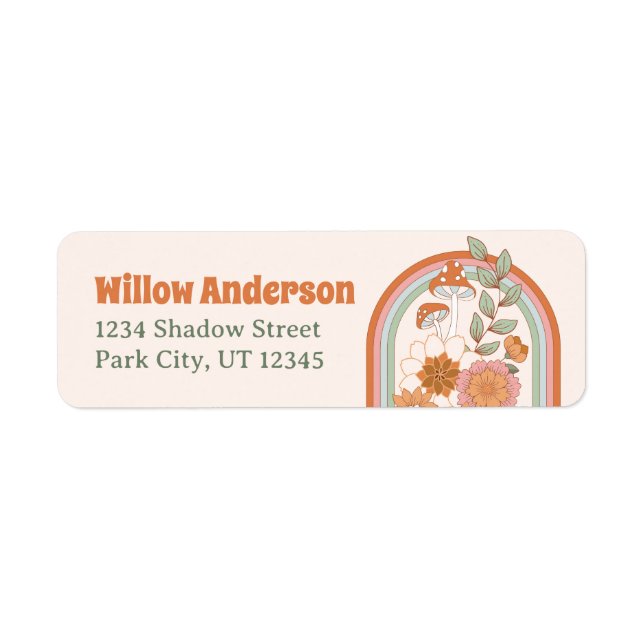 Groovy 70er Hippie Baby Duwer Address Labels (Vorne)