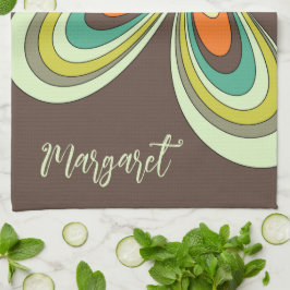 Groovy 70er Hippie Blume Brown Retro Daisy Name Geschirrtuch