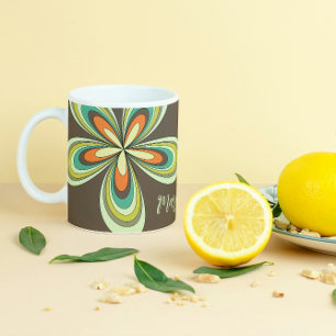 Groovy 70er Hippie Blume Brown Retro Daisy Name Kaffeetasse