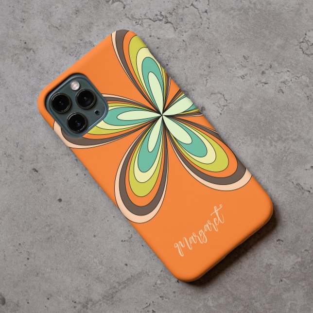 Groovy 70er Hippie Blume Orange Retro Daisy Name Case-Mate iPhone Hülle (Von Creator hochgeladen)