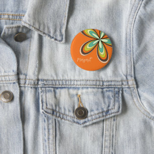 Groovy 70er Hippie-Blume Orange Retro-Margerite Na Button