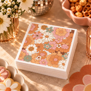 Groovy 70er Hippie Blumen Baby Shower Servietten