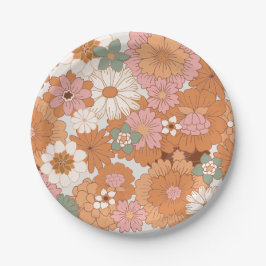 Groovy 70er Hippie Floral Baby Shower Teller
