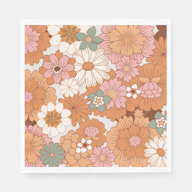 Groovy 70er Hippie Floral Baby Showroom Napkins Serviette (Vorderseite)