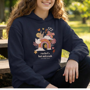 Groovy 70er Hippie-Friedens-Bat-Mizwa-Gastgeschenk Hoodie