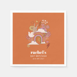 Groovy 70er Hippie Peace Orange Bat Mitzvah Custom Serviette