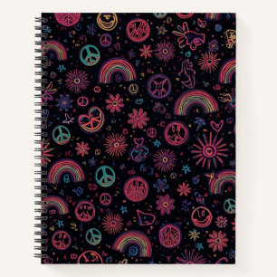 Groovy 70er Jahre Psychedelic Tumbler   Smiley-Ges Notizbuch