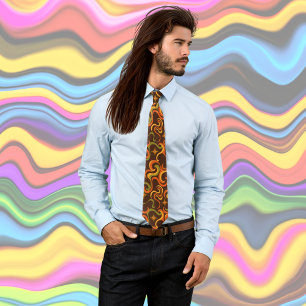 Groovy 70er Jahre Stil Hippy Retro Senf, verbrannt Krawatte