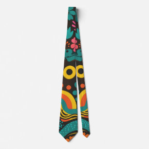 Groovy 70er Jahre Vibes Retro Muster Krawatte