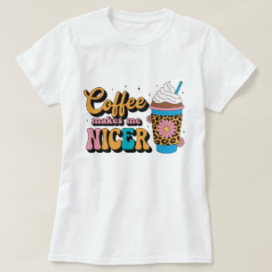 Groovy 70er Leopard Print Kaffee Macht Mich Nett T-Shirt