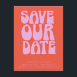 Groovy 70er Pink Orange Simple Save the Date Postkarte<br><div class="desc">Groovy 70er Pink Orange Einfache Save the Date Postkarte</div>