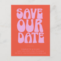 Groovy 70er Pink Orange Simple Save the Date