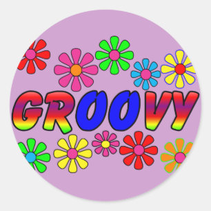 Groovy 70er Retro Blume Power Geschenke Runder Aufkleber