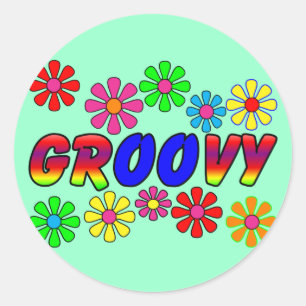 Groovy 70er Retro Blume Power Geschenke Runder Aufkleber