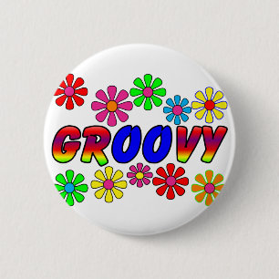Groovy 70er Retro Flower Power Geschenke Button