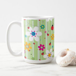 Groovy 70er Retro Hippie Blume Power Ladybug Kaffeetasse