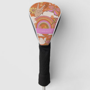 Groovy 70er Retro Hippie Frieden Orange Bohemien Golf Headcover