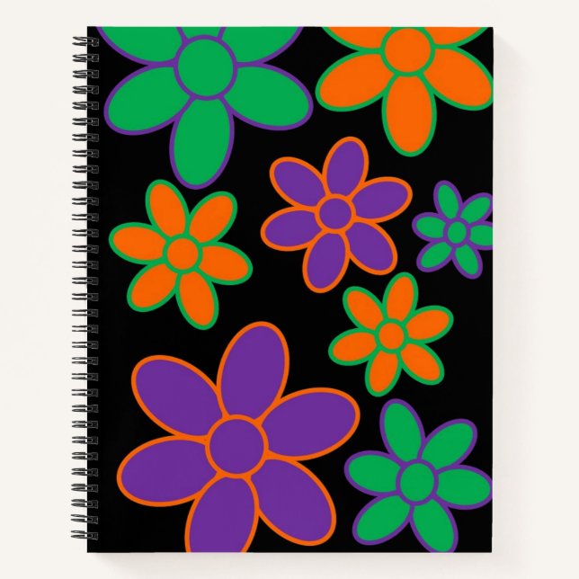 Groovy 70er Style Blume Spiral Notebook Notizbuch (Vorderseite)
