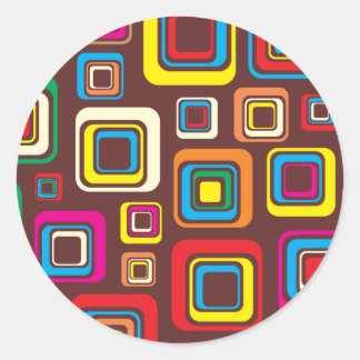 Groovy 70er Tile Pattern Plätze auf braunen Runder Aufkleber