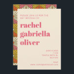 Groovy 70er Vintag Pink Orange Floral Bat Mitzvah Einladung<br><div class="desc">Bringen Sie mit dieser inspirierten Retro-Mitzvah-Einladung ein paar fromme 70er-Villen zu Ihrer Veranstaltung.</div>