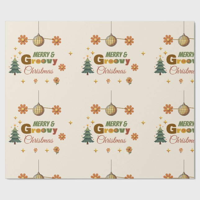 Groovy 70er Weihnachtsfeier  Geschenkpapier (Flach)